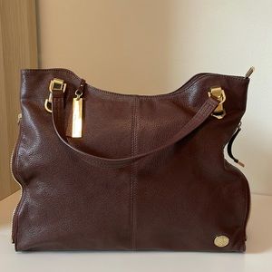 Vince Camuto Riley Pebbled Leather Tote in Black Cherry